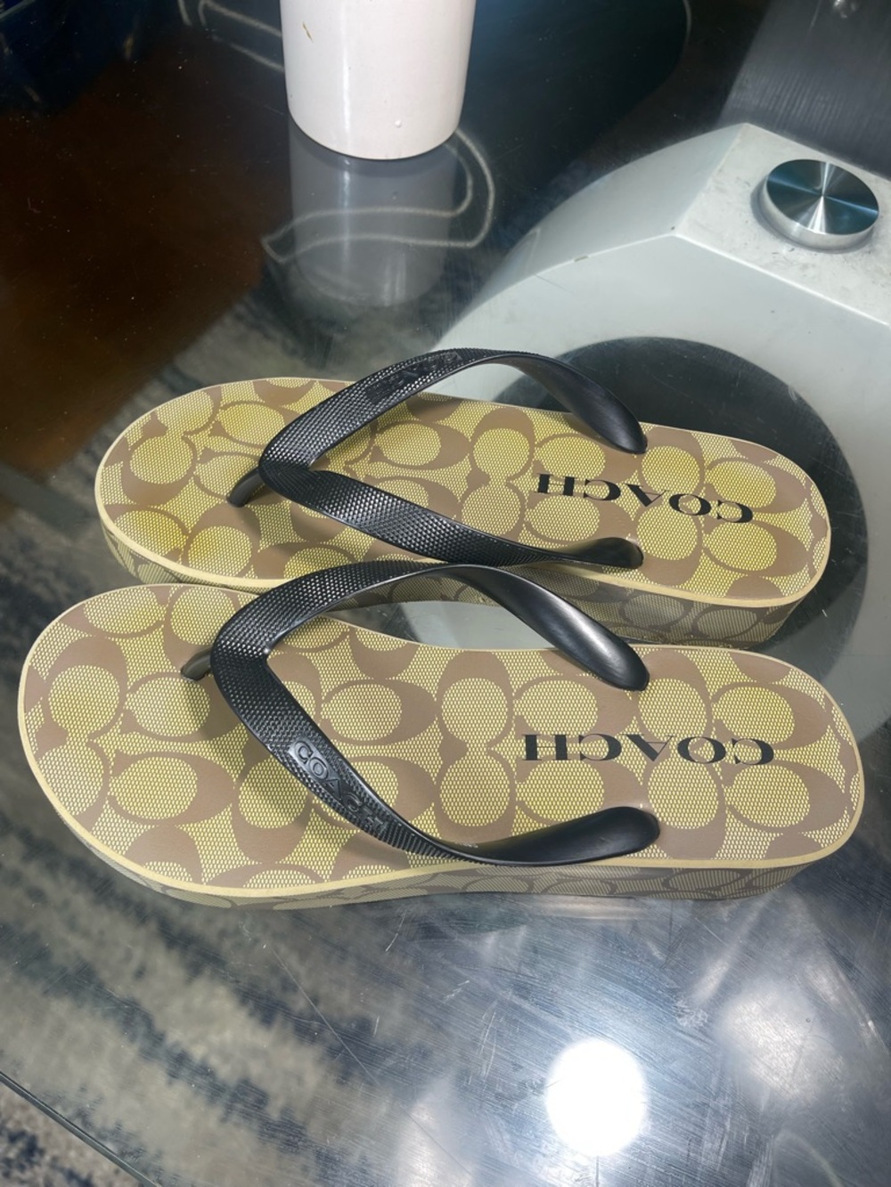 Coach Signature Brown and Tan Sandals size 9B - Picture 2 of 7